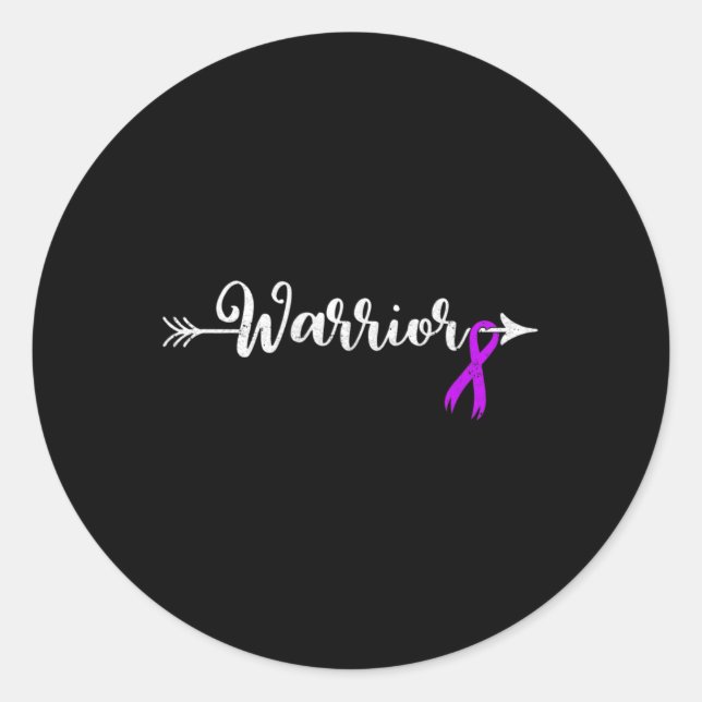 Epilepsy Warrior Epilepsy Awareness Purple Ribbon  Classic Round Sticker (Front)