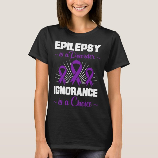 Epilepsy Warrior Epileptic Day Purple Ribbon Epile T-Shirt (Front)