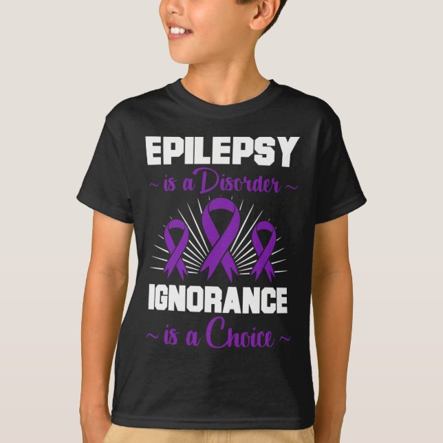 Epilepsy Warrior Epileptic Day Purple Ribbon Epile T-Shirt (Front)