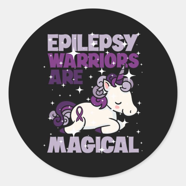 Epilepsy Warrior Epileptic Day Purple Unicorn Love Classic Round Sticker (Front)