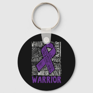 Epilepsy Warrior Family Support Gift Purple Ribbon Key Ring