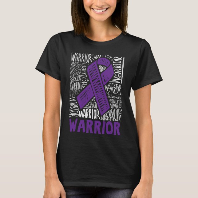 Epilepsy Warrior Family Support Gift Purple Ribbon T-Shirt (Front)