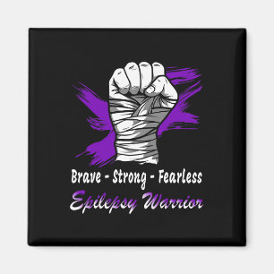 Epilepsy Warrior Fighter Purple Ribbon Epilepsy Su Magnet