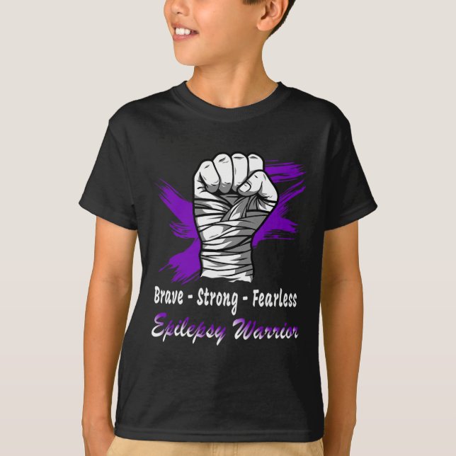 Epilepsy Warrior Fighter Purple Ribbon Epilepsy Su T-Shirt (Front)