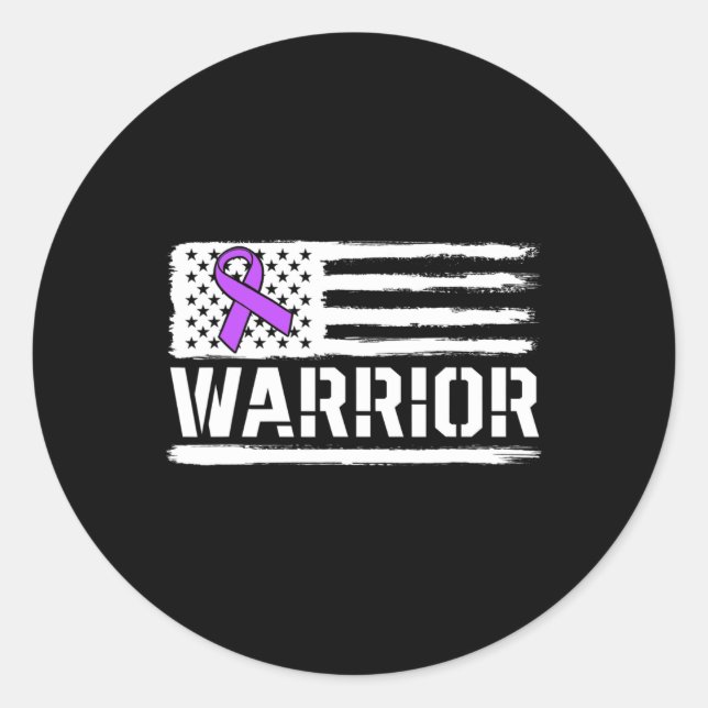 Epilepsy Warrior Gift Purple American Flag Awarene Classic Round Sticker (Front)