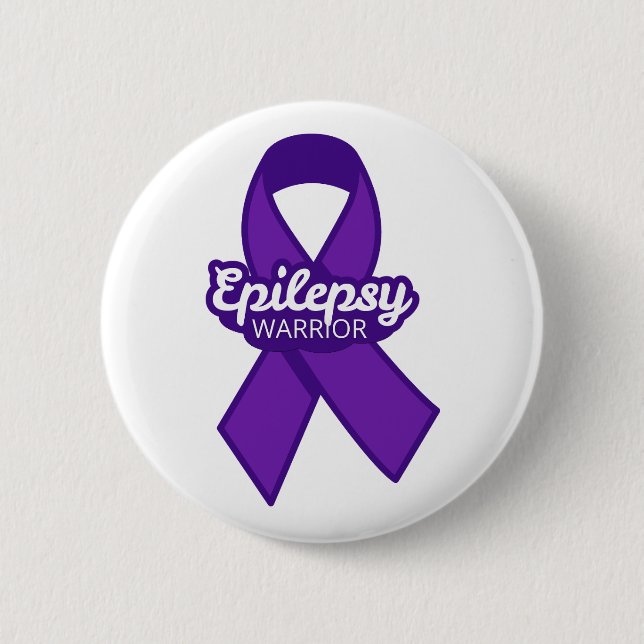 Epilepsy Warrior Purple Ribbon  Epilepsy Awareness 6 Cm Round Badge (Front)