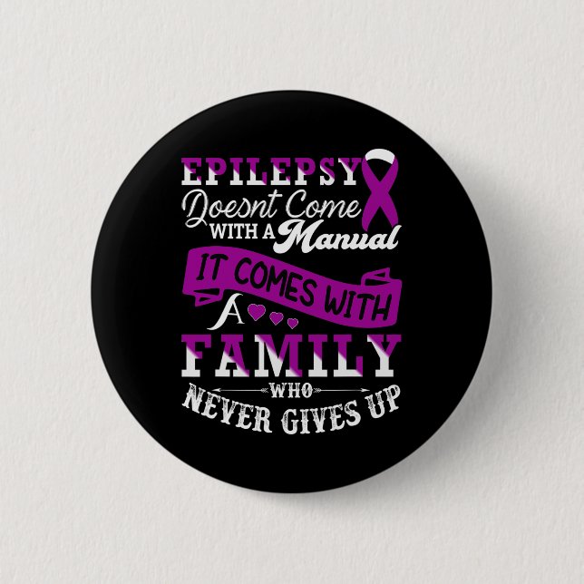 Epilepsy Warrior Purple Ribbon Epilepsy Awareness  6 Cm Round Badge (Front)
