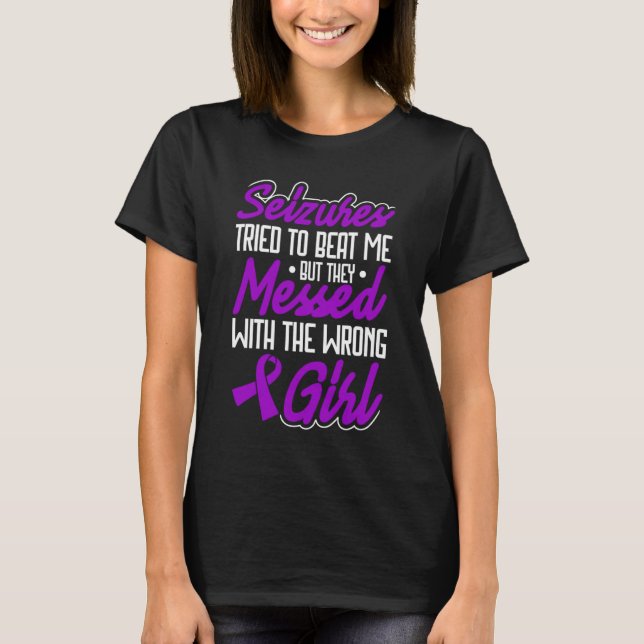 Epilepsy Warrior Purple Ribbon Epilepsy Awareness T-Shirt (Front)