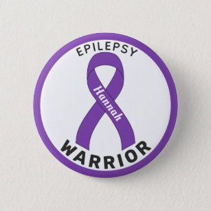 Epilepsy Warrior Ribbon White Button