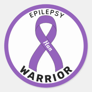 Epilepsy Warrior Ribbon White Round Sticker