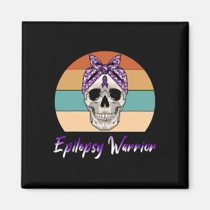 Epilepsy Warrior Vintage Skull Purple Ribbon Epile Magnet