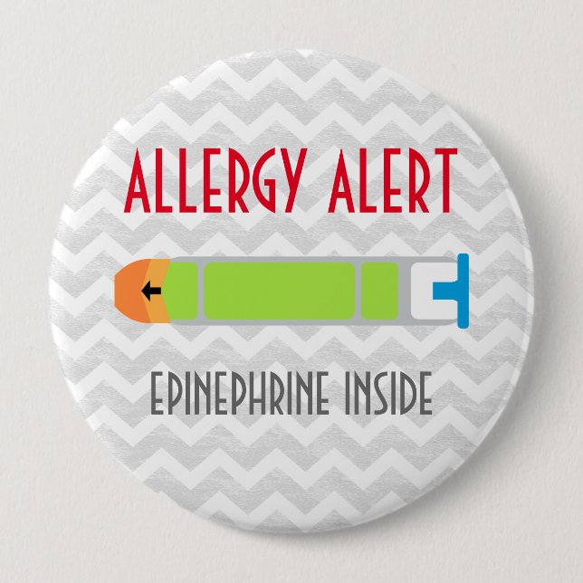 Epinephrine Allergy Alert Emergency Medicine Pin (Front)