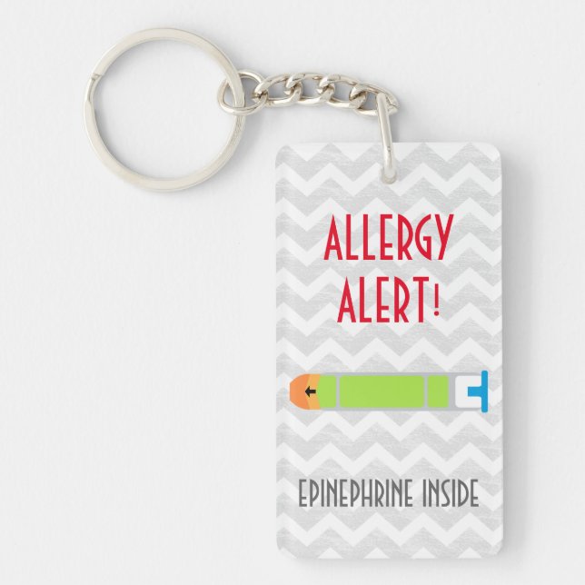 Epinephrine Inside Allergy Alert Kids Personalised Key Ring (Front)