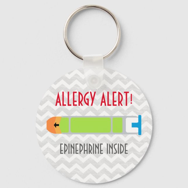 Epinephrine Medicine Kids Personalised Allergy Key Ring (Front)