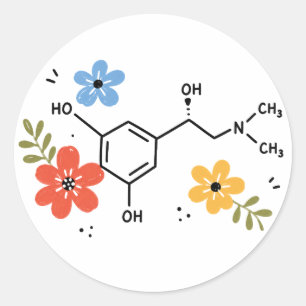 Epinephrine Molecule Floral Wildflower Neuroscienc Classic Round Sticker