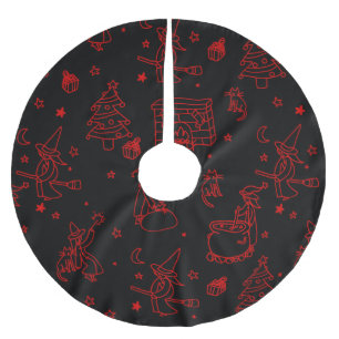 epiphany christmas witch befana black brushed polyester tree skirt