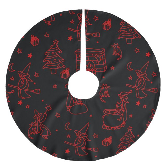epiphany christmas witch befana black brushed polyester tree skirt (Front)