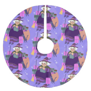 epiphany christmas witch befana black cat  brushed polyester tree skirt