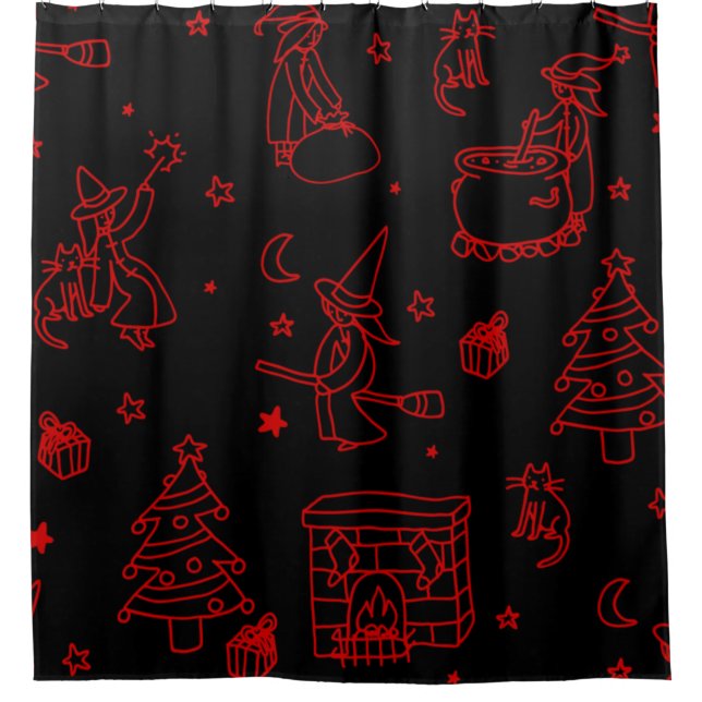 epiphany christmas witch befana black shower curtain (Front)