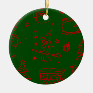 epiphany christmas witch befana green ceramic tree decoration
