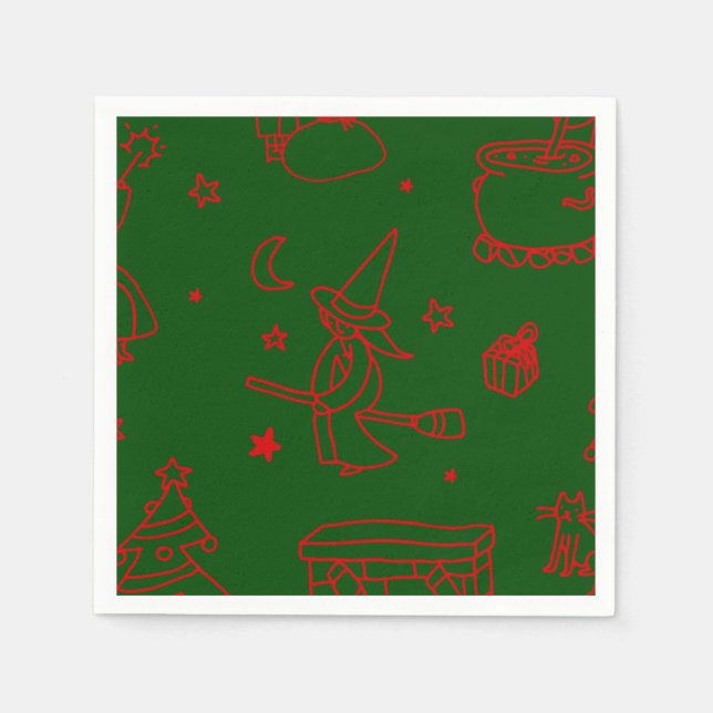 epiphany christmas witch befana green napkin (Front)