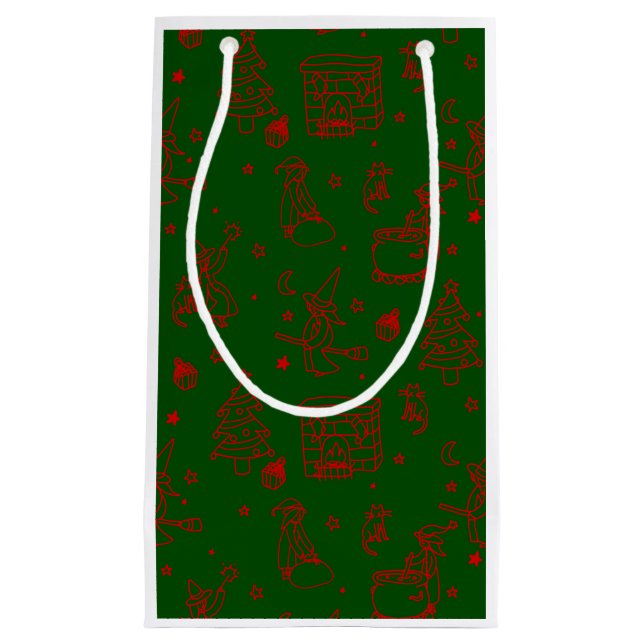 epiphany christmas witch befana green small gift bag (Front)