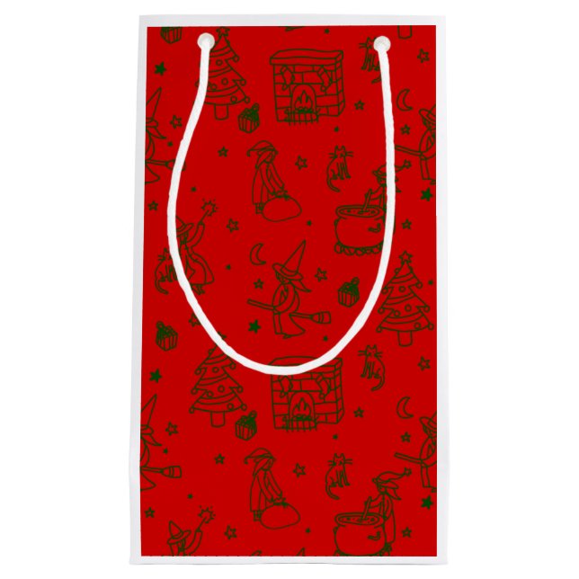 epiphany christmas witch befana red small gift bag (Front)