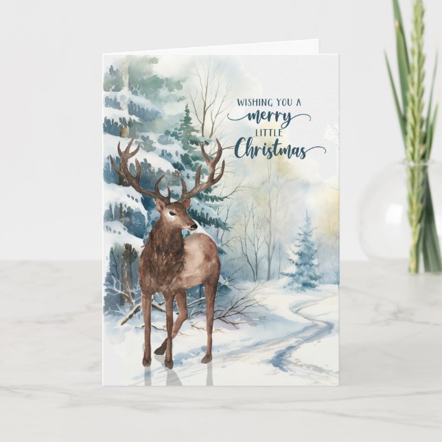 Epiphany Greetings Reindeer Merry Little Christmas Holiday Card (Front)