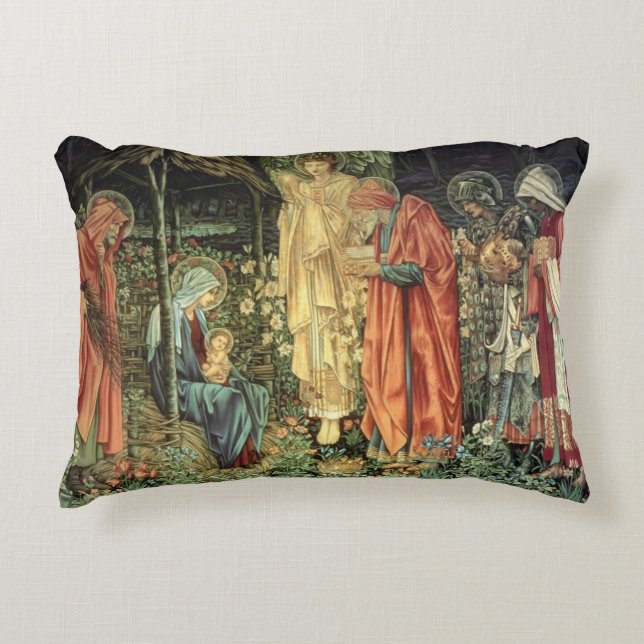 Epiphany Three Kings Virgin Mary Baby Jesus Joseph Decorative Cushion (Front)