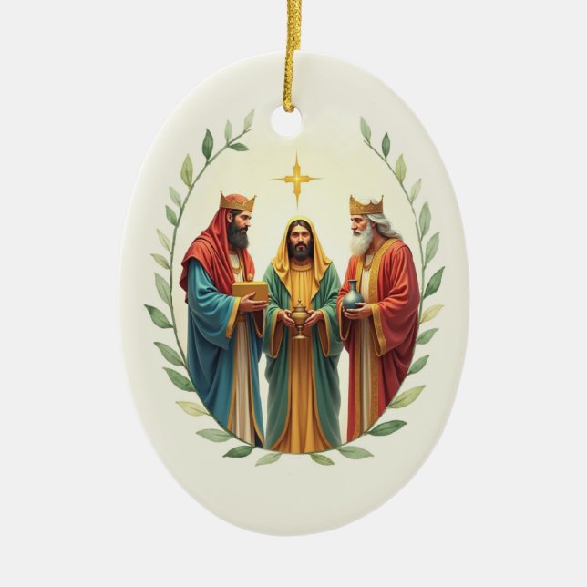 Epiphany Three Wise Men Kings God's Peace Blessing Ceramic Tree Decoration (Front)