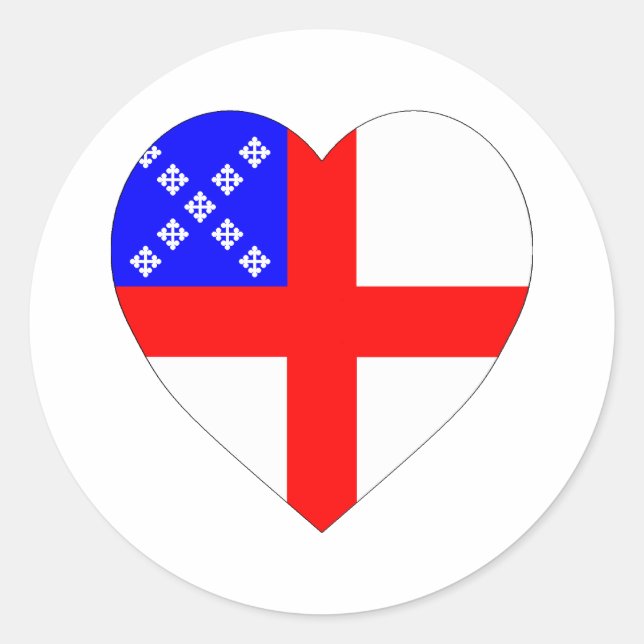 Episcopal Flag Heart Classic Round Sticker (Front)