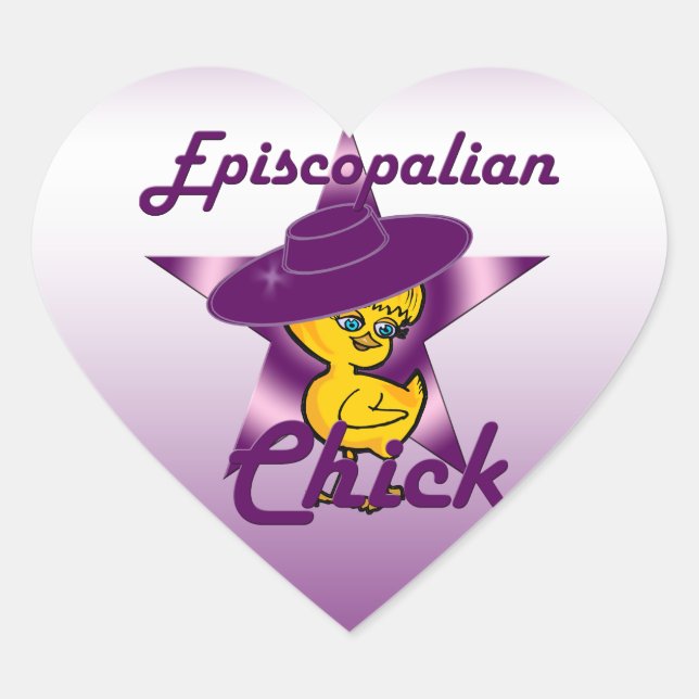 Episcopalian Chick #9 Heart Sticker (Front)