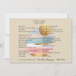Epitaph Poem II   Customizable Memorial Card