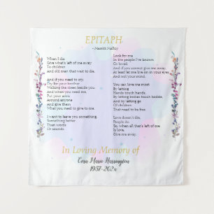 Epitaph Poem Watercolor Memorial Tapestry