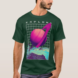 Eplore Saturn Retro Astronaut Astral Cosmic Design T-Shirt
