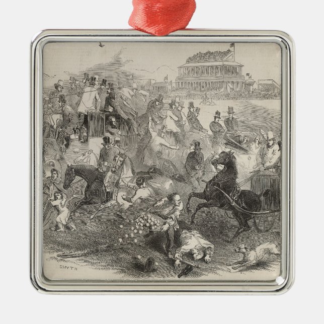 Epsom Races, 'Derby Day': Leaving the Course Metal Tree Decoration (Front)