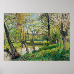 Epte in Eragny, Setting sun by Camille Pissarro Poster