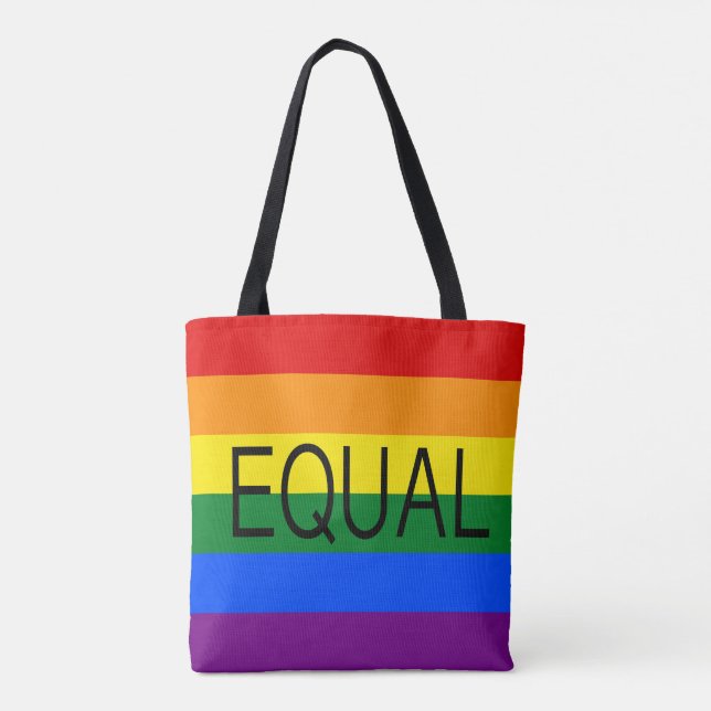 EQUAL Gay Pride Flag LGBT Tote Bag (Back)