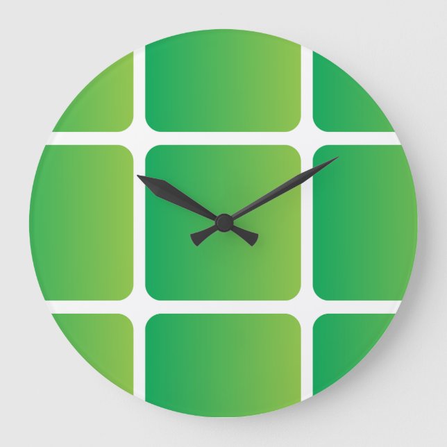 Equal Green Squares  Large Clock (Front)