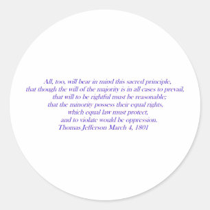 Equal law must protect.... classic round sticker