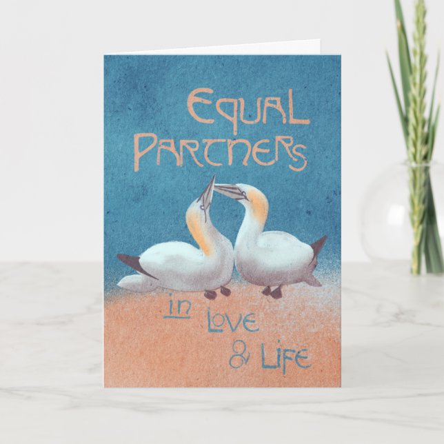 Equal partners in love & life, gender neutral love card (Front)