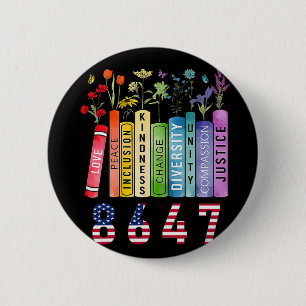 Equal Rights Book Flower Anti Trump Feminist Women 6 Cm Round Badge
