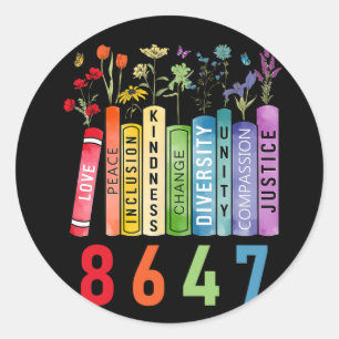 Equal Rights Book Flower Anti Trump Feminist Women Classic Round Sticker