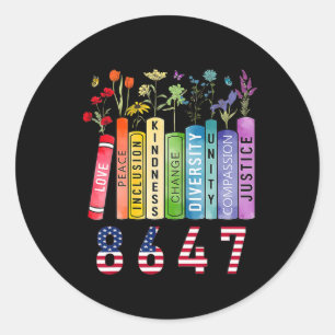 Equal Rights Book Flower Anti Trump Feminist Women Classic Round Sticker