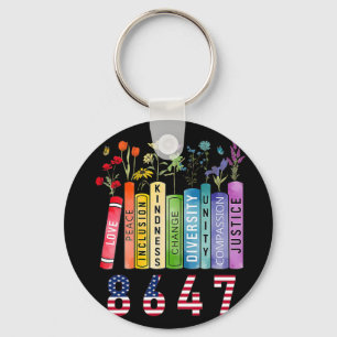 Equal Rights Book Flower Anti Trump Feminist Women Key Ring