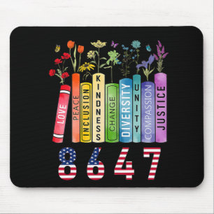 Equal Rights Book Flower Anti Trump Feminist Women Mouse Mat