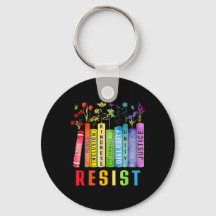 Equal Rights Book Flower Trump Women Rights Femini Key Ring
