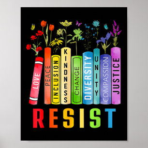 Equal Rights Book Flower Trump Women Rights Femini Poster