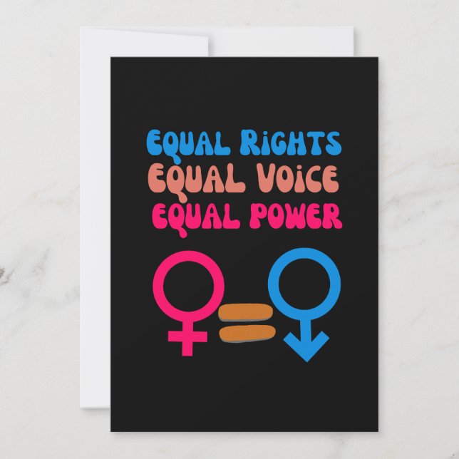 Equal Rights Equal Voice Feminist  Equality Resist Invitation (Front)