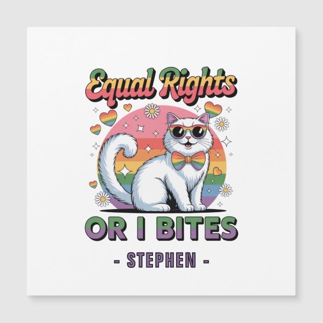 Equal Rights – Funny Cute White Cat LGBTQ Pride (Front)